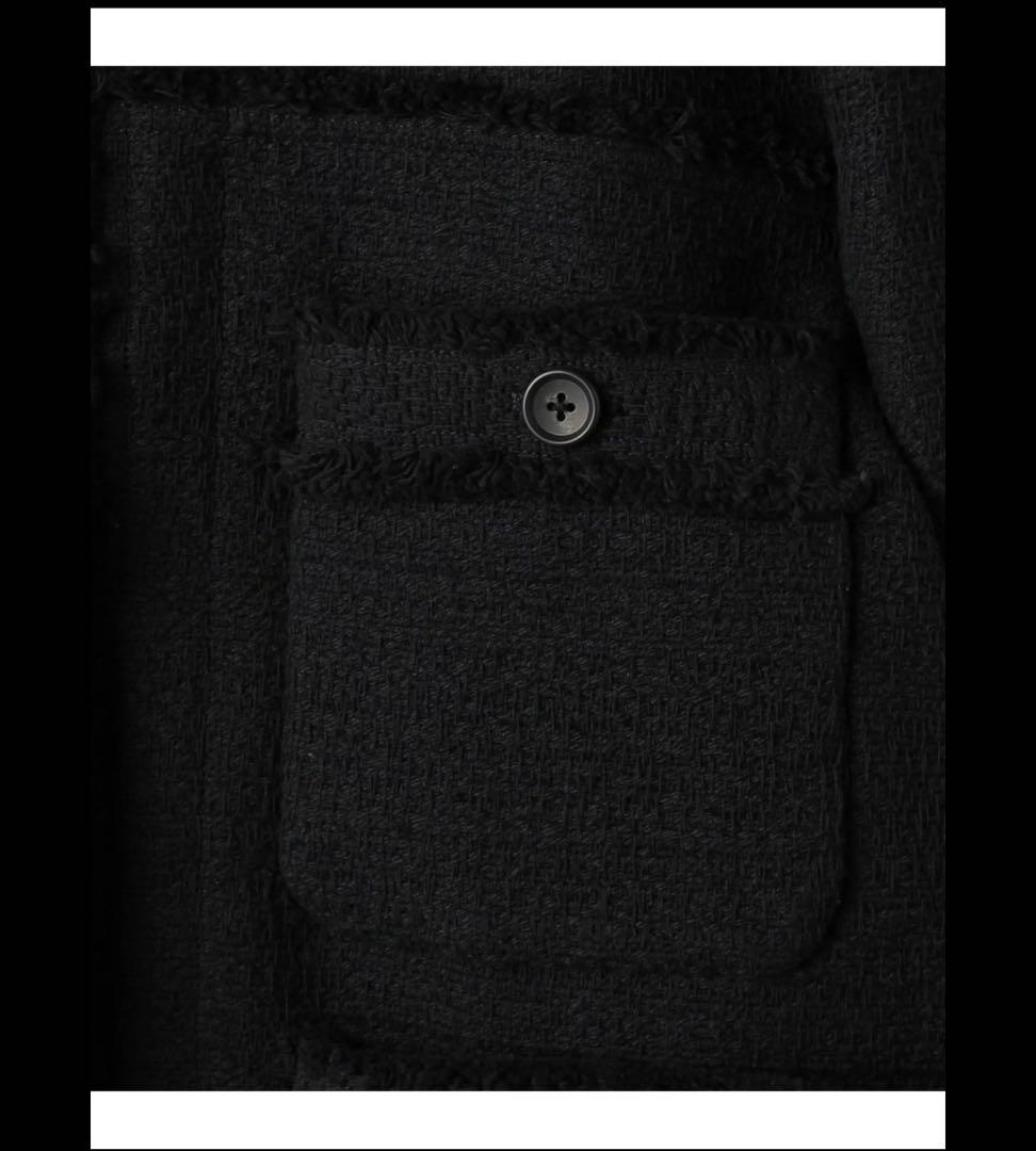 beauty&youth コットンツイードノーカラージャケット　黒　Mサイズ