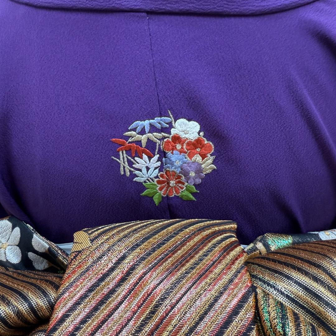 振袖フルセット 紫 無地 成人式 草履バック付 裄67cm S-198