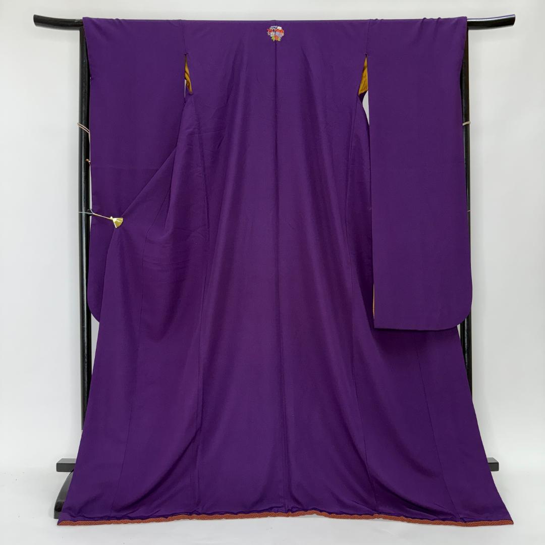 振袖フルセット 紫 無地 成人式 草履バック付 裄67cm S-198