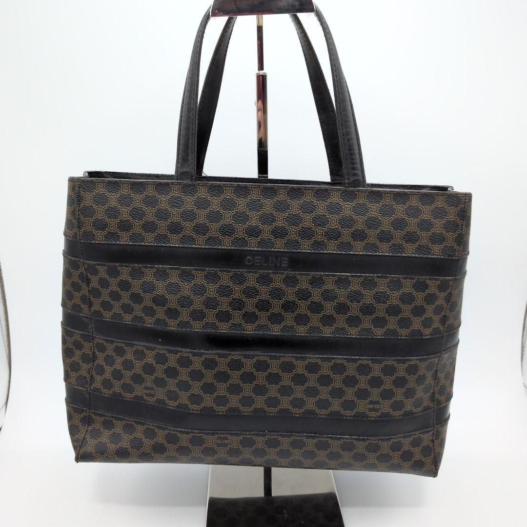【美品】セリーヌ CELINE マカダム柄 トートバッグ 肩掛け PVC ロゴ