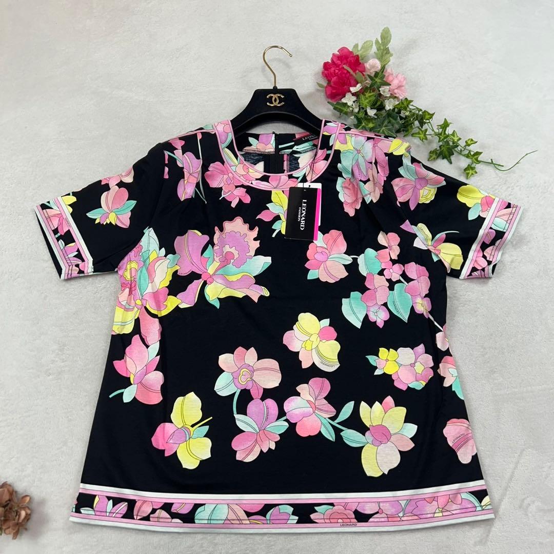 K396 新品未使用 L レオナール タグ付き 花柄 カットソー レディース