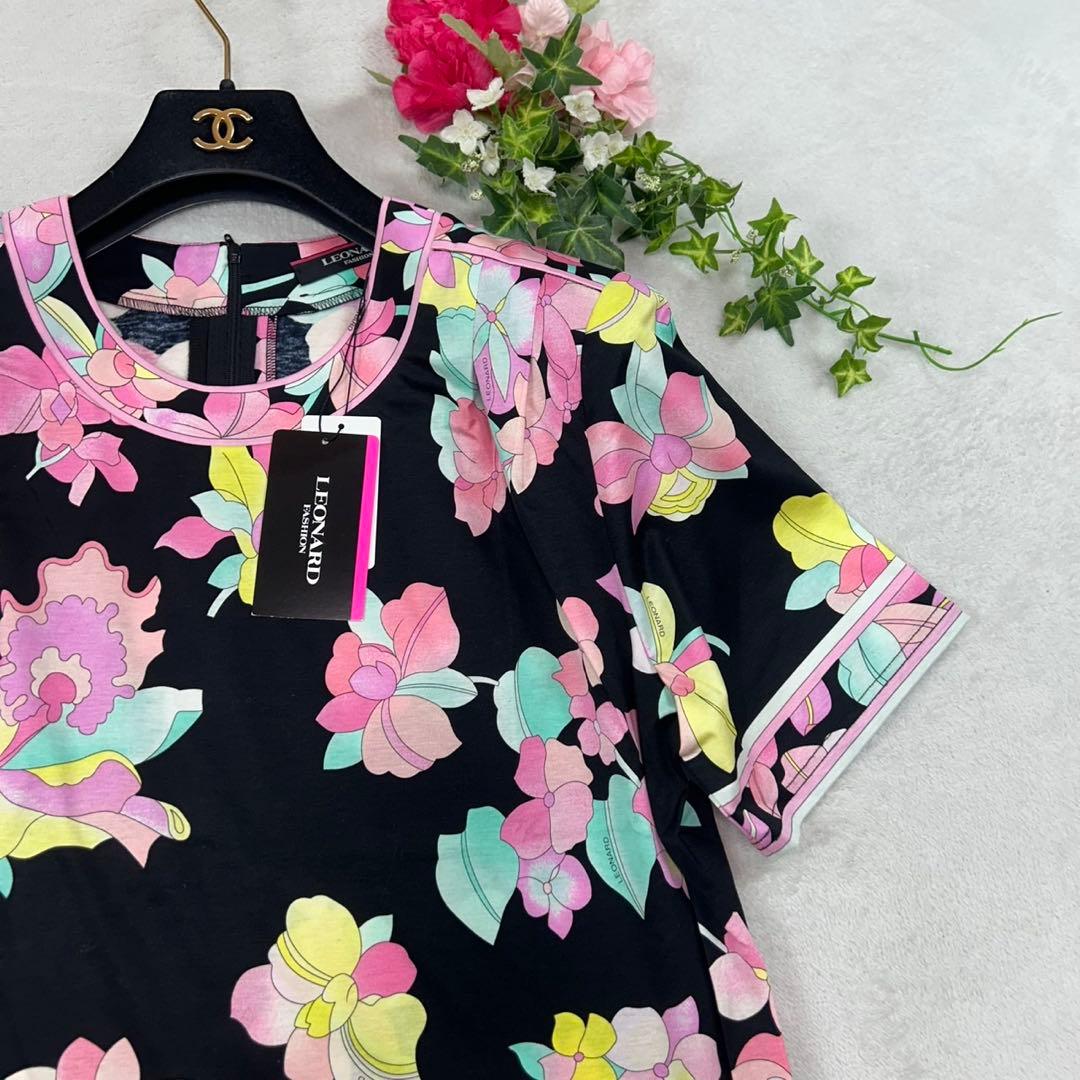 K396 新品未使用 L レオナール タグ付き 花柄 カットソー レディース