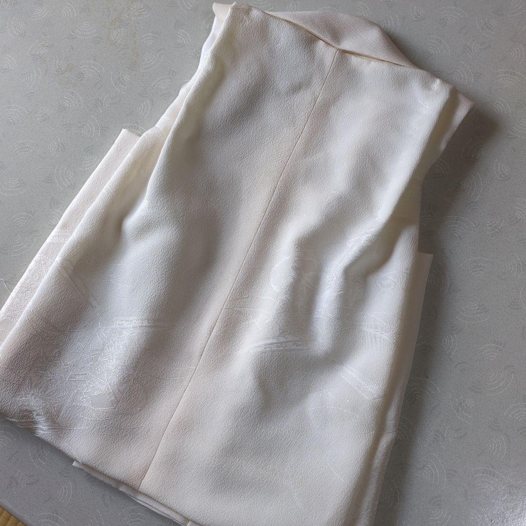 七五三３歳正絹柄入り縮緬中綿無しの被布（新品）ミルキーホワイト