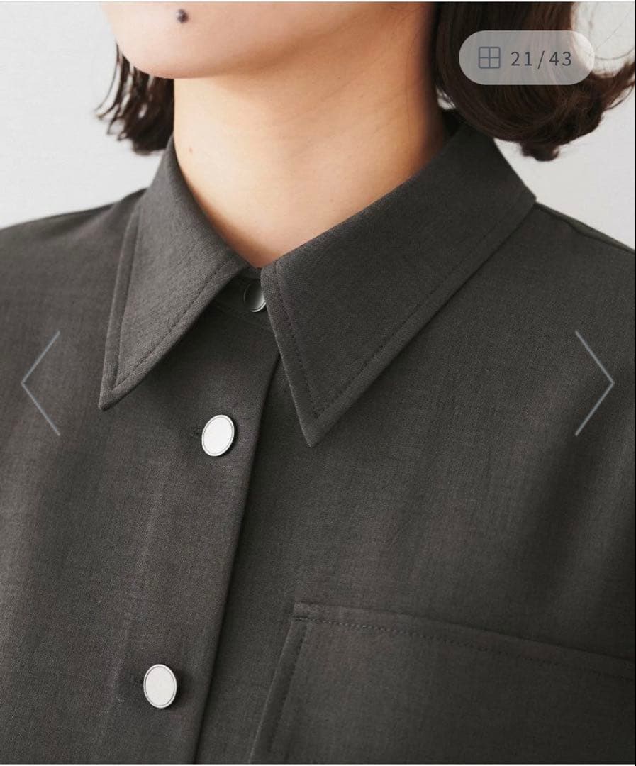 UNTITLED シャツカラーオールインワン　チャコールグレー　3L