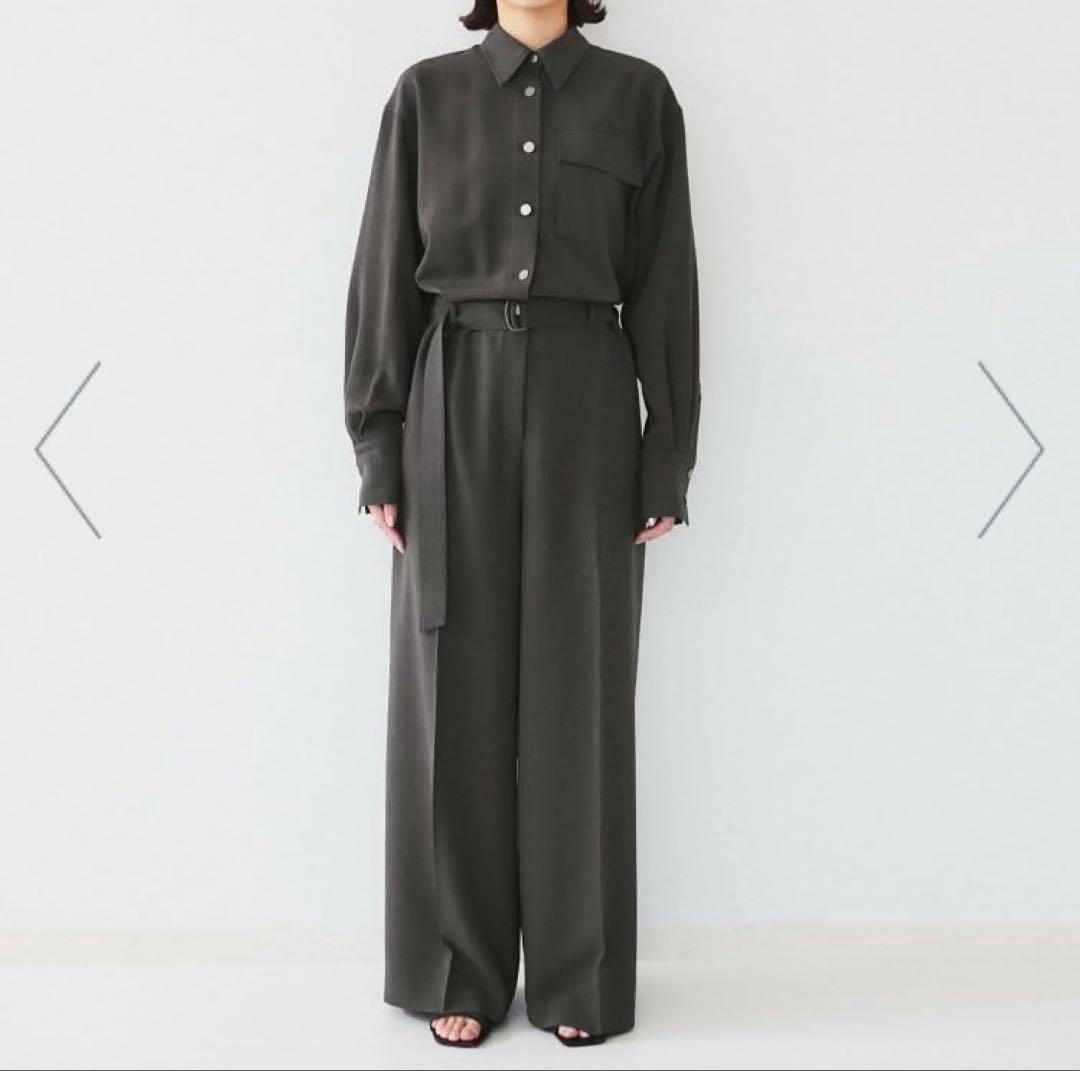 UNTITLED シャツカラーオールインワン　チャコールグレー　3L