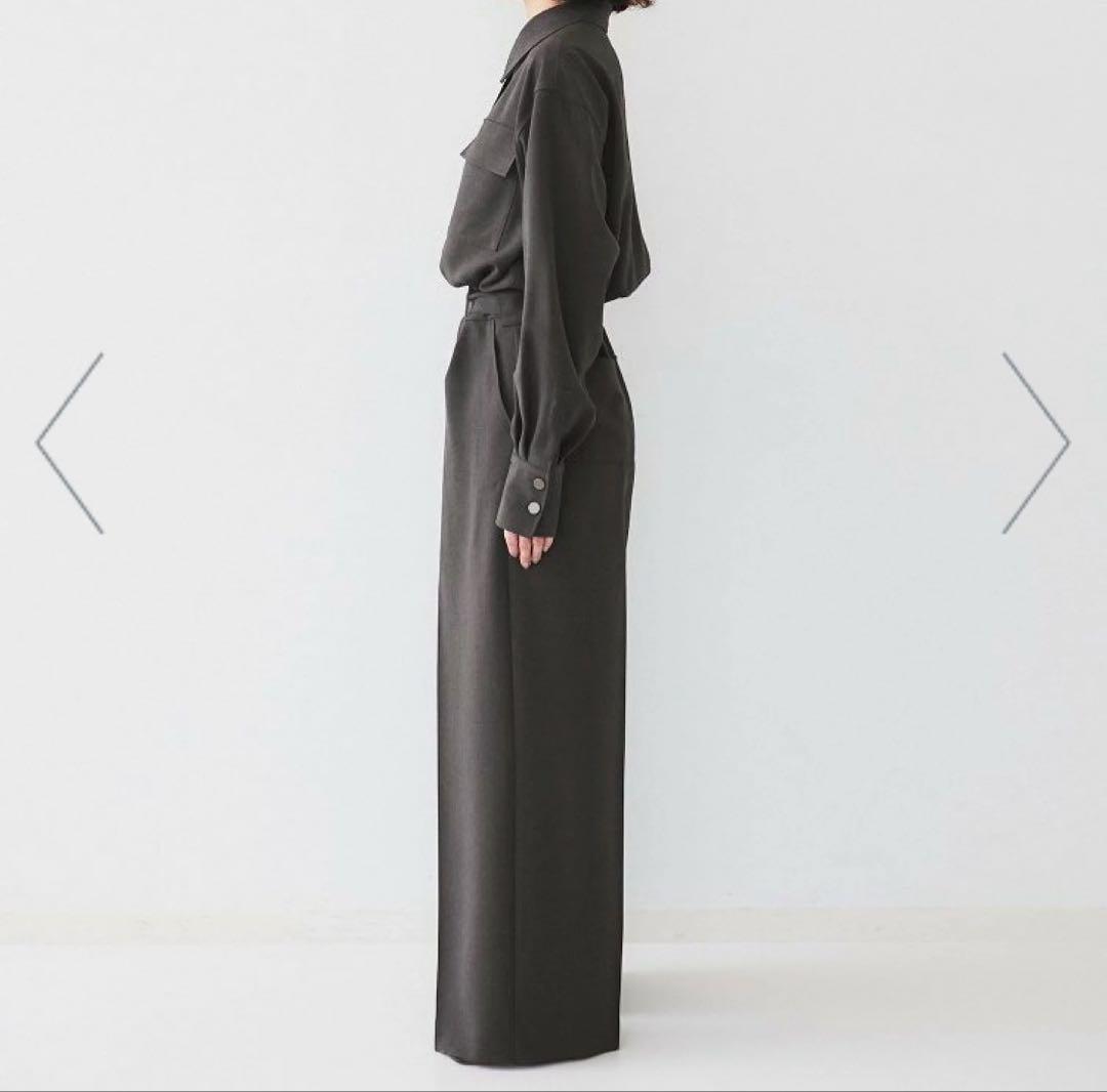 UNTITLED シャツカラーオールインワン　チャコールグレー　3L