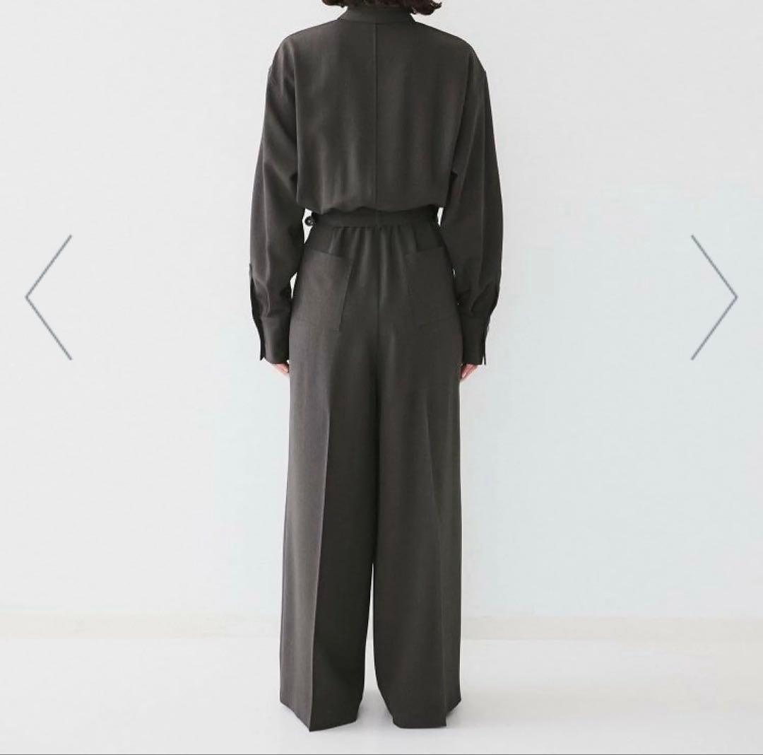 UNTITLED シャツカラーオールインワン　チャコールグレー　3L