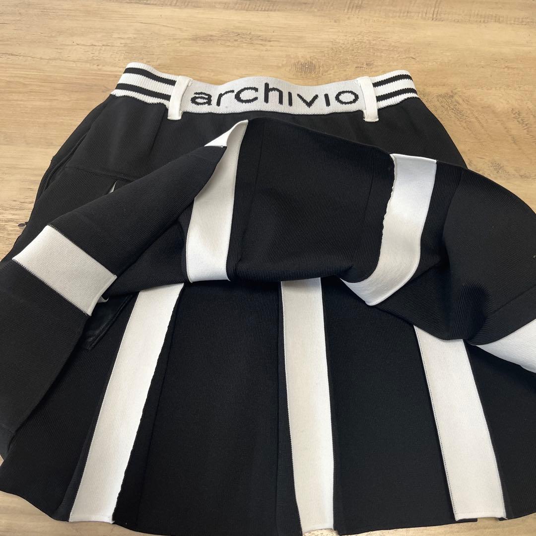 アルチビオ　プリーツスカート　38 ブラック✖️ホワイト　秋冬