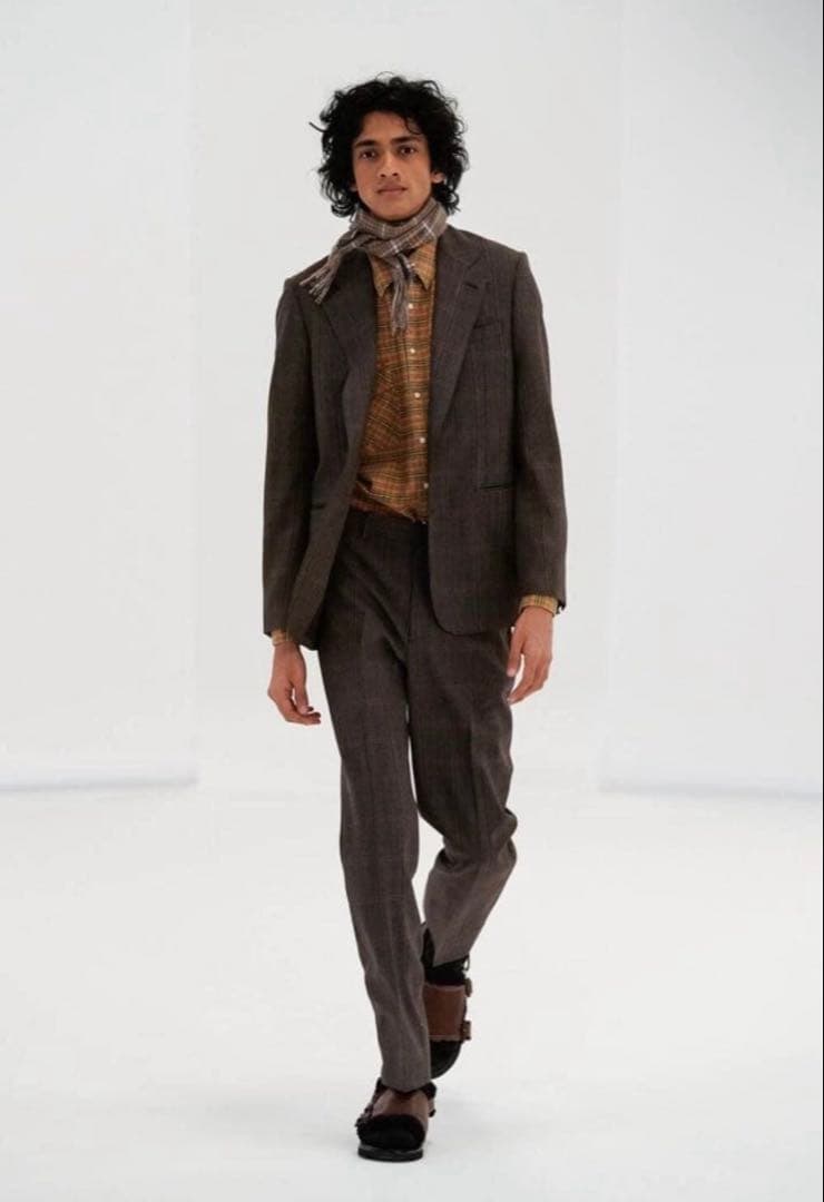 スーツ AURALEE BLUEFACEDWOOL CHECKNARROW SLACKS