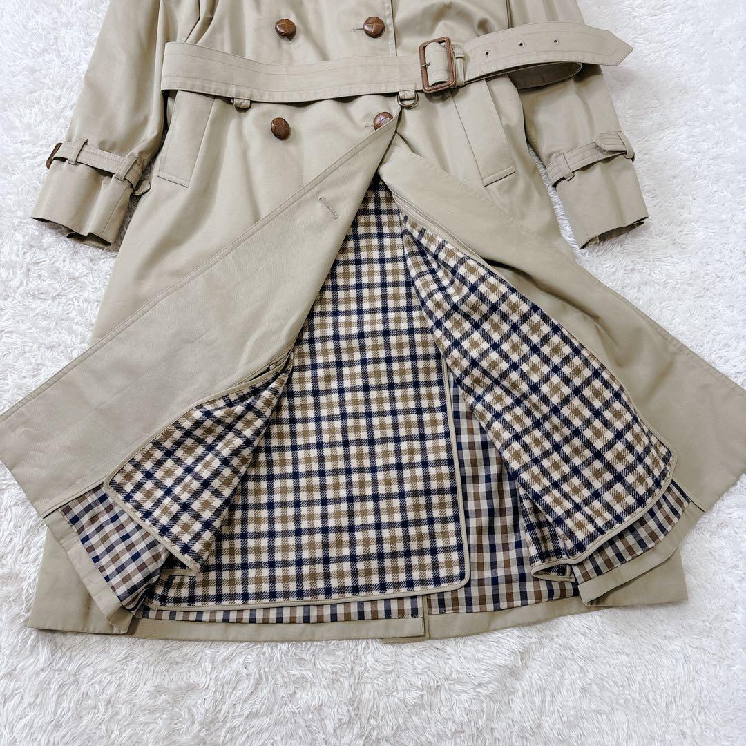 美品　着丈111 アクアスキュータム　トレンチコート　ライナー付き　チェック　L