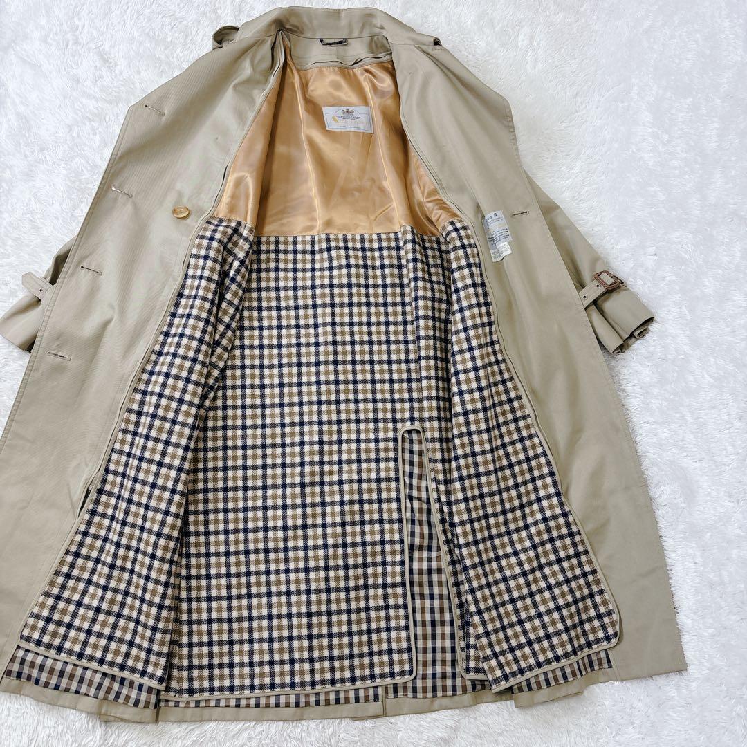 美品　着丈111 アクアスキュータム　トレンチコート　ライナー付き　チェック　L