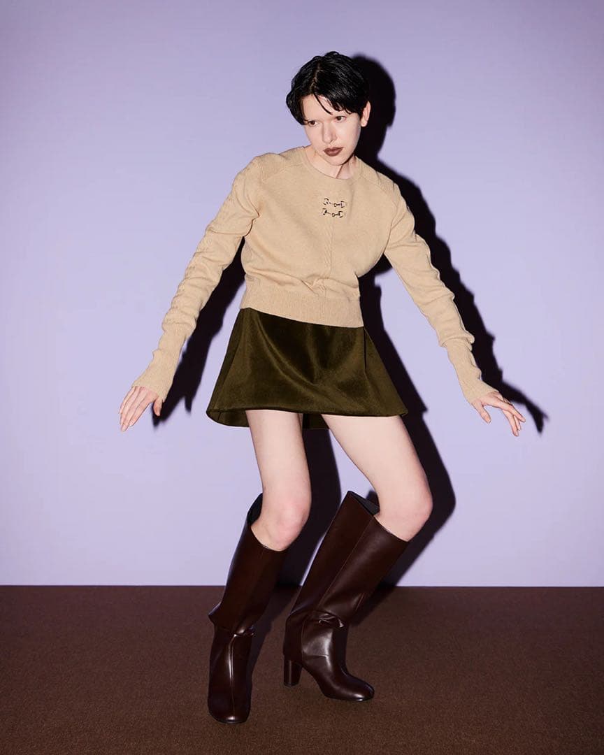 スカート Bibiy. MILA VELOUR SKIRT KHAKI