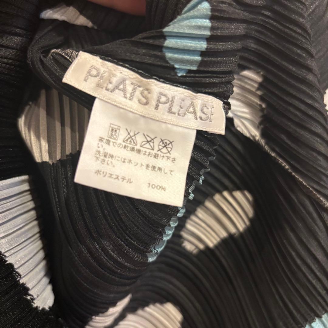 プリーツプリーズ　ドット柄長袖チュニック