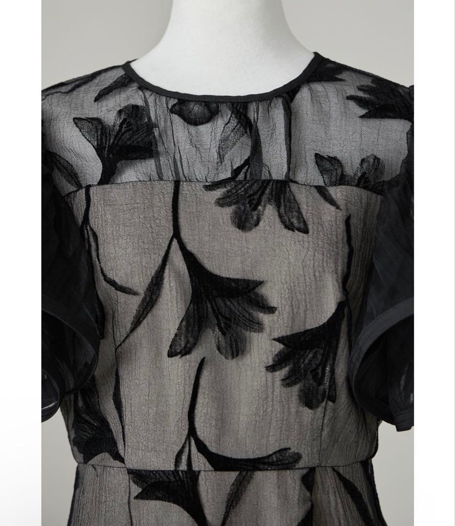 nianaフリル袖花柄刺繍 オケージョンドレス