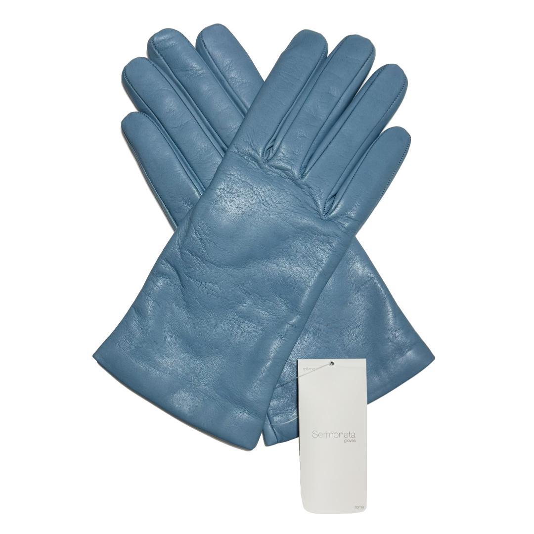 新品未使用 [Sermoneta] セルモネータ本革レザーグローブライトブルー8