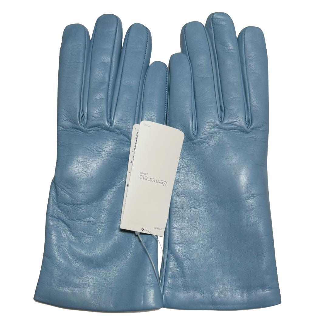 新品未使用 [Sermoneta] セルモネータ本革レザーグローブライトブルー8