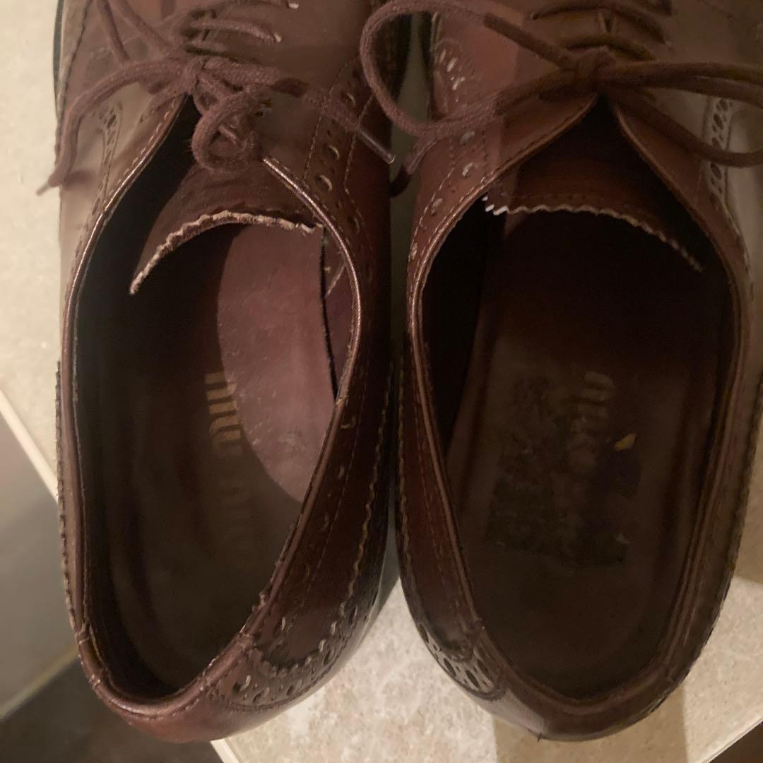 MIUMIU ウィングチップ レザーシューズ 短靴