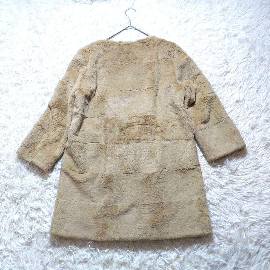 アナグラム　パリ　ノーカラー　ラビットファーコート　フランス製　本革　M