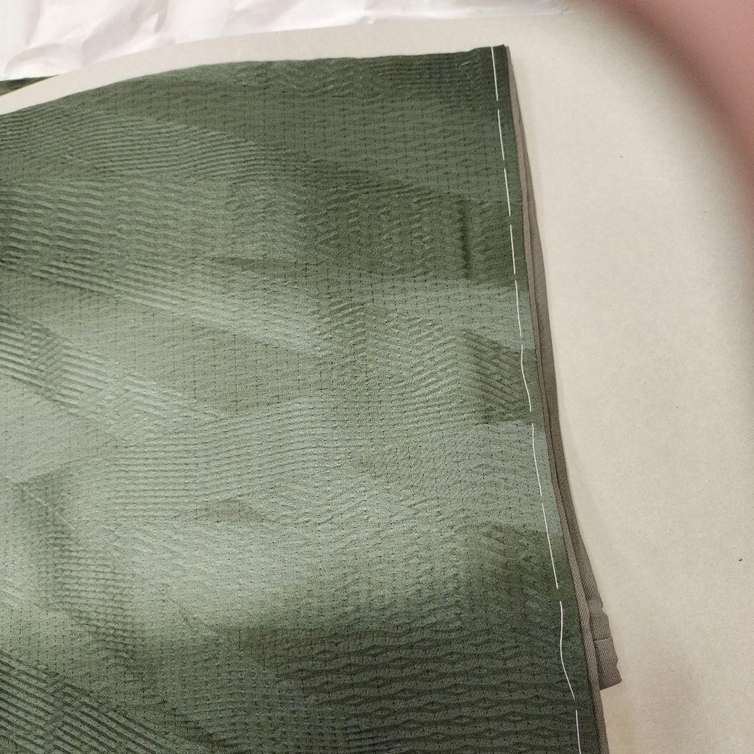 キリン　訪問着 ダークグリーン 幾何学模様 絹100%