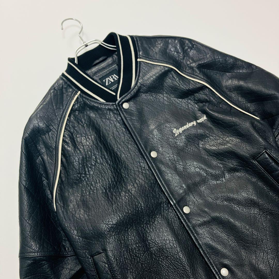 【希少サイズ】　ザラ　スタジャン　ボンバージャケット　オールレザー　水牛革　L