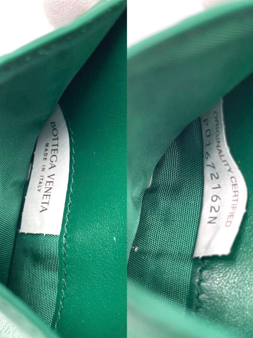 美品☆ボッテガヴェネタ マキシイントレチャート カセット 三つ折り財布 グリーン