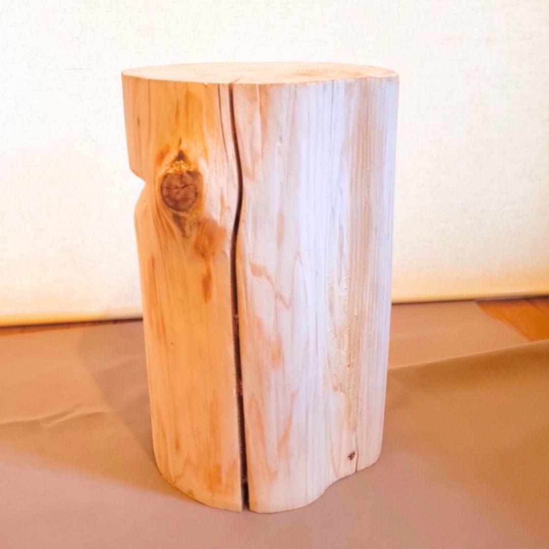 いい香り 東濃ひのき 切株スツール テーブル 無垢無塗装 節あり 持ち手