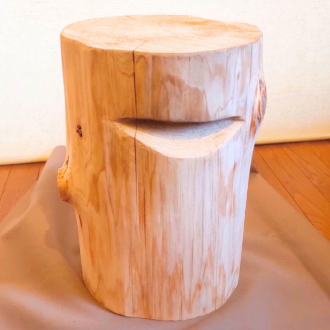 いい香り 東濃ひのき 切株スツール テーブル 無垢無塗装 節あり 持ち手