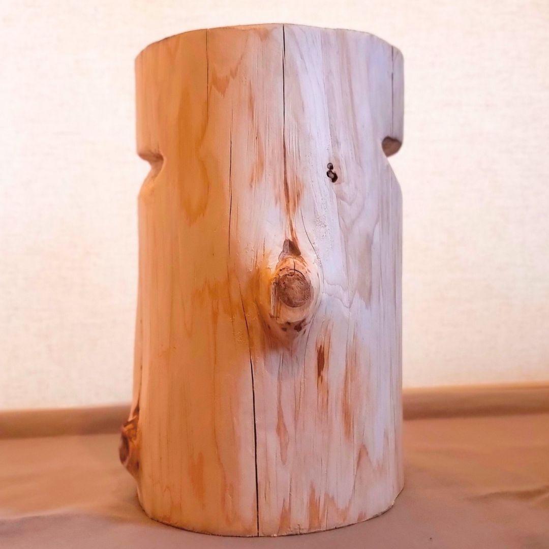 いい香り 東濃ひのき 切株スツール テーブル 無垢無塗装 節あり 持ち手