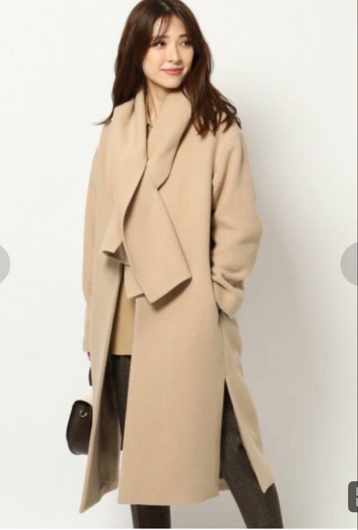 BARNYARDSTORM バンヤードストームストール付ノーカラーコートベージュ