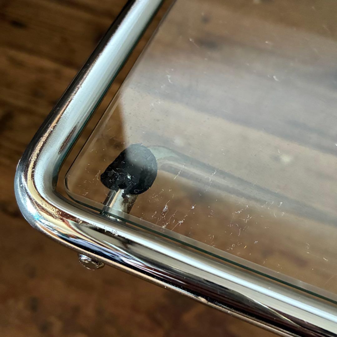 ヴィンテージ レトロ ガラス & クロム センターテーブル スペースエイジ