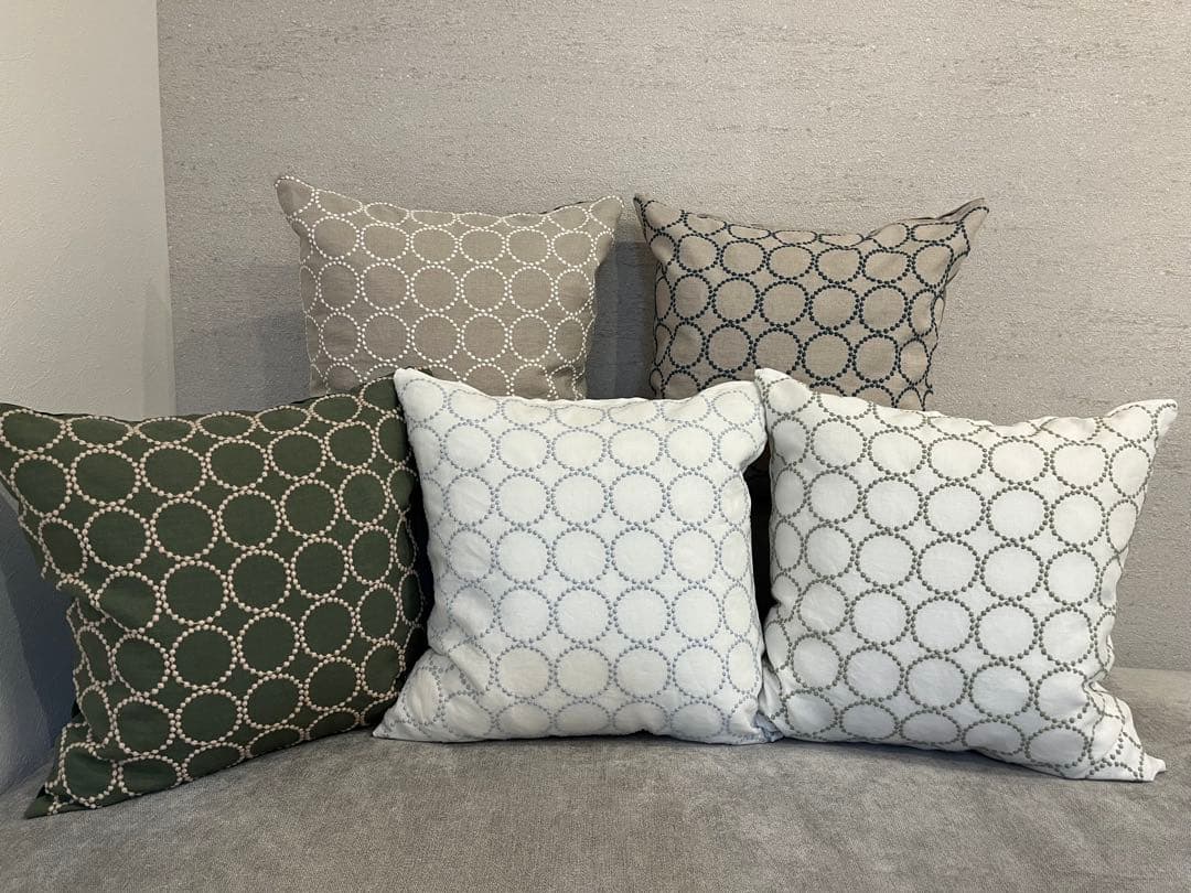 ミナペルホネン　ハンドメイドクッションカバー★タンバリンホワイトxライトブルー