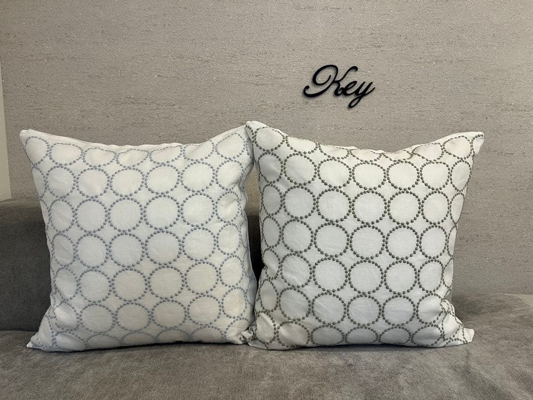 ミナペルホネン　ハンドメイドクッションカバー★タンバリンホワイトxライトブルー