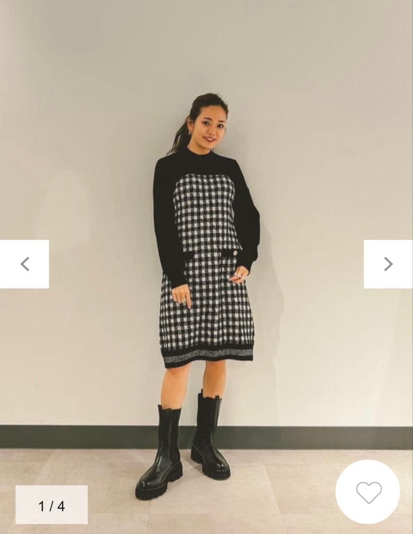 ★リコ★グレースコンチネンタル　チェック柄ニットワンピース