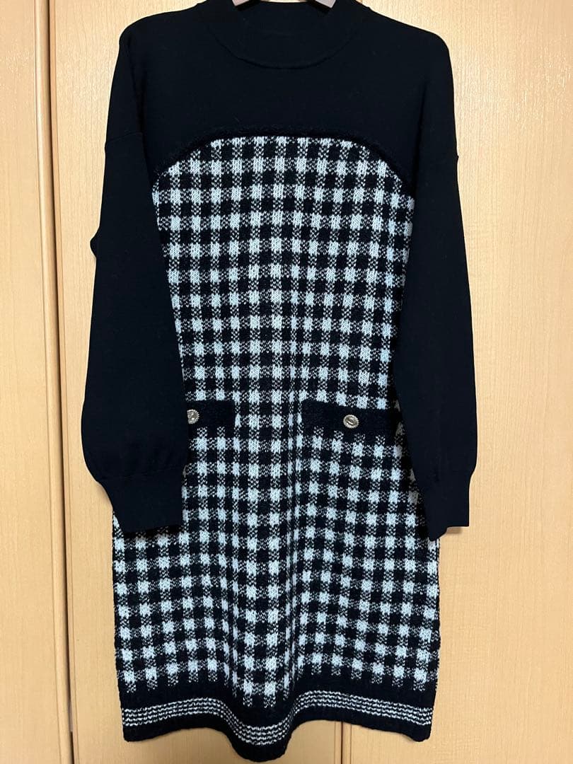 ★リコ★グレースコンチネンタル　チェック柄ニットワンピース