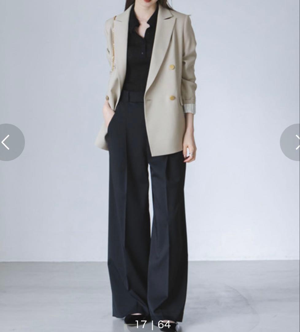 NOBLE ウールMIXツイルピークドラペルジャケット ベージュ 34