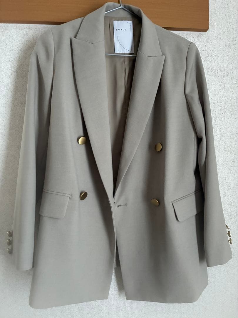 NOBLE ウールMIXツイルピークドラペルジャケット ベージュ 34