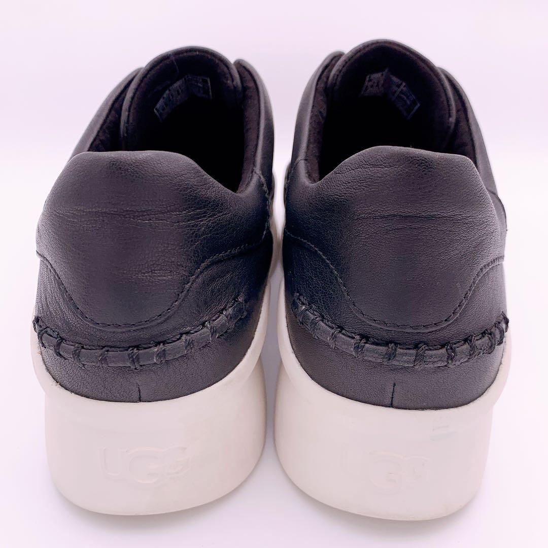 【極美品】UGG アグ リブ スニーカー レザー 厚底 ブラック 23cm