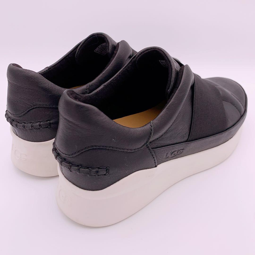 【極美品】UGG アグ リブ スニーカー レザー 厚底 ブラック 23cm