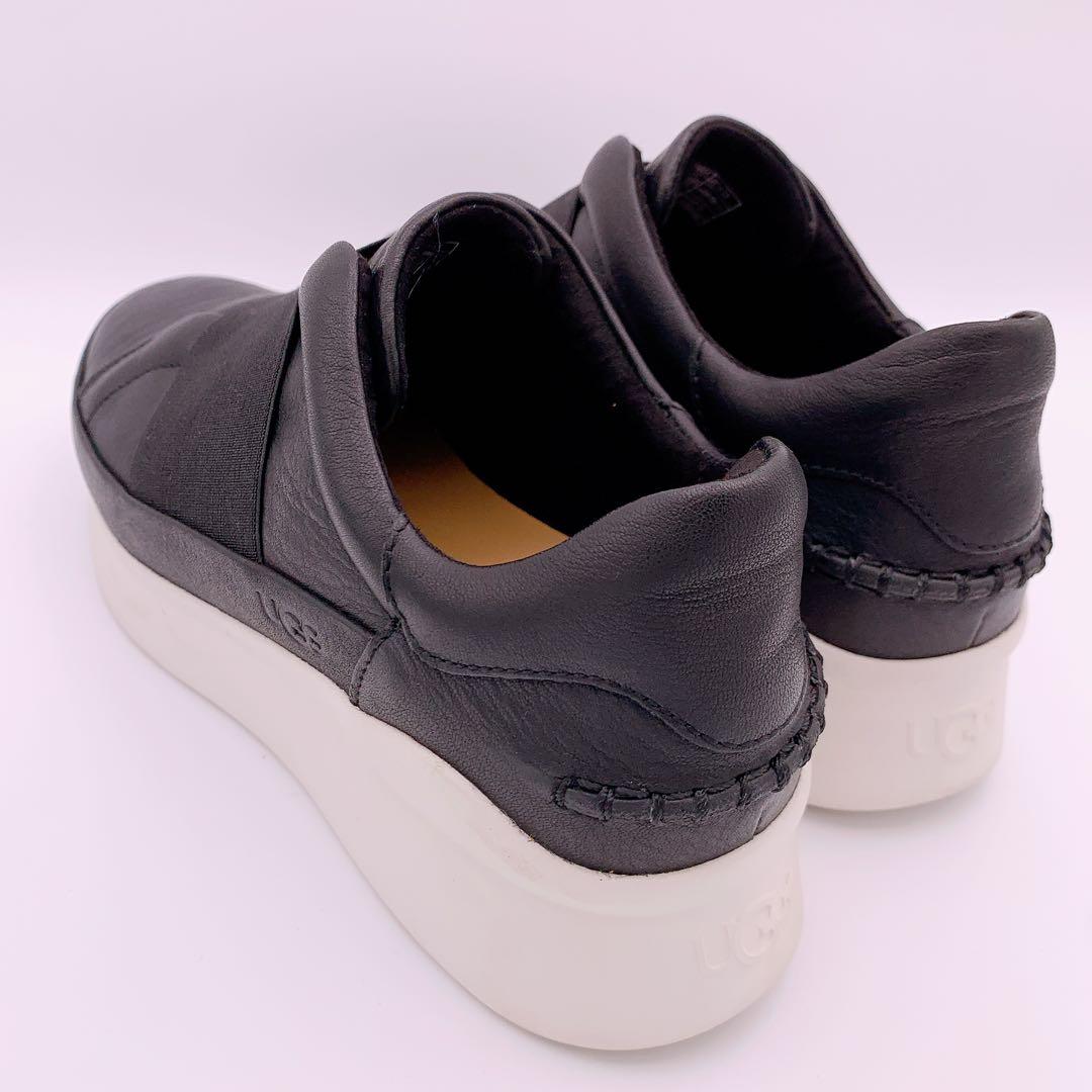 【極美品】UGG アグ リブ スニーカー レザー 厚底 ブラック 23cm
