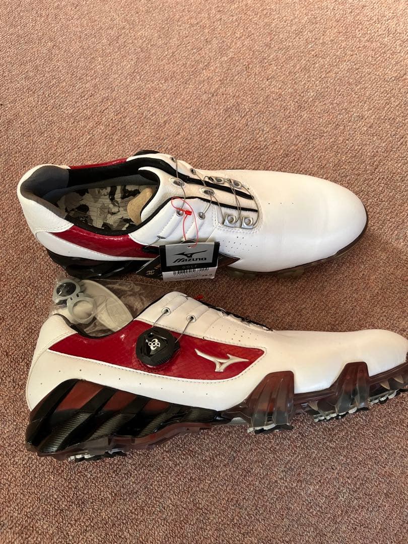 Mizuno ゴルフシューズ BOAフィットシステム ホワイト/レッド