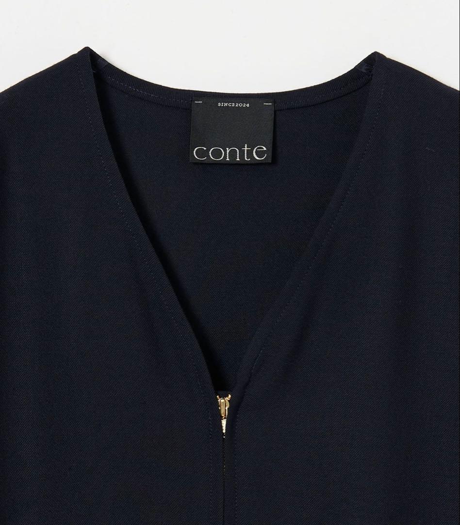 新品 conte フロントジップ Vネック オールインワン