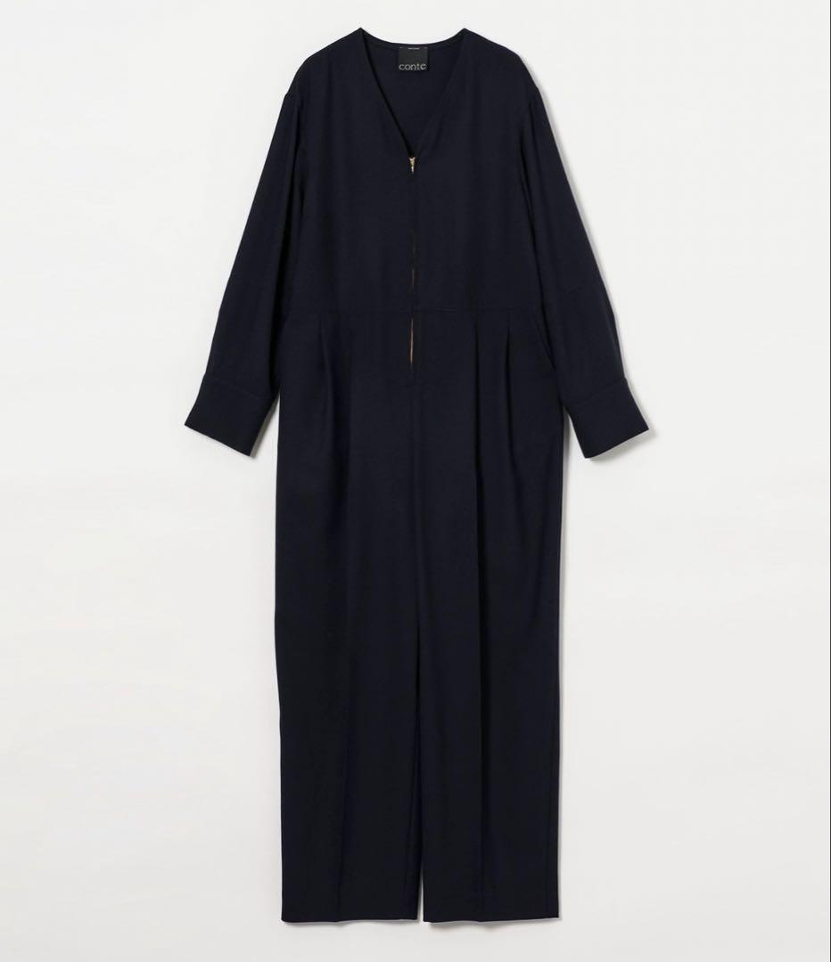 新品 conte フロントジップ Vネック オールインワン