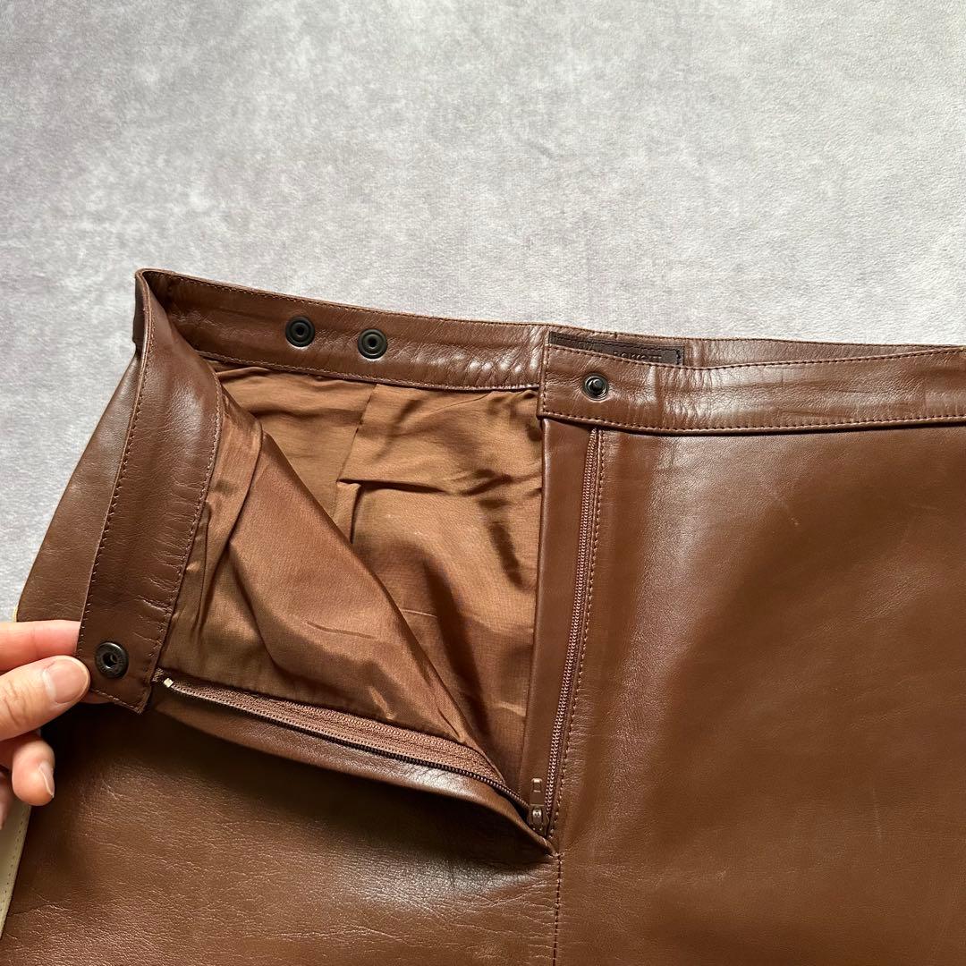 neil barrett レザーミニスカート　オールレザー　ブラウン