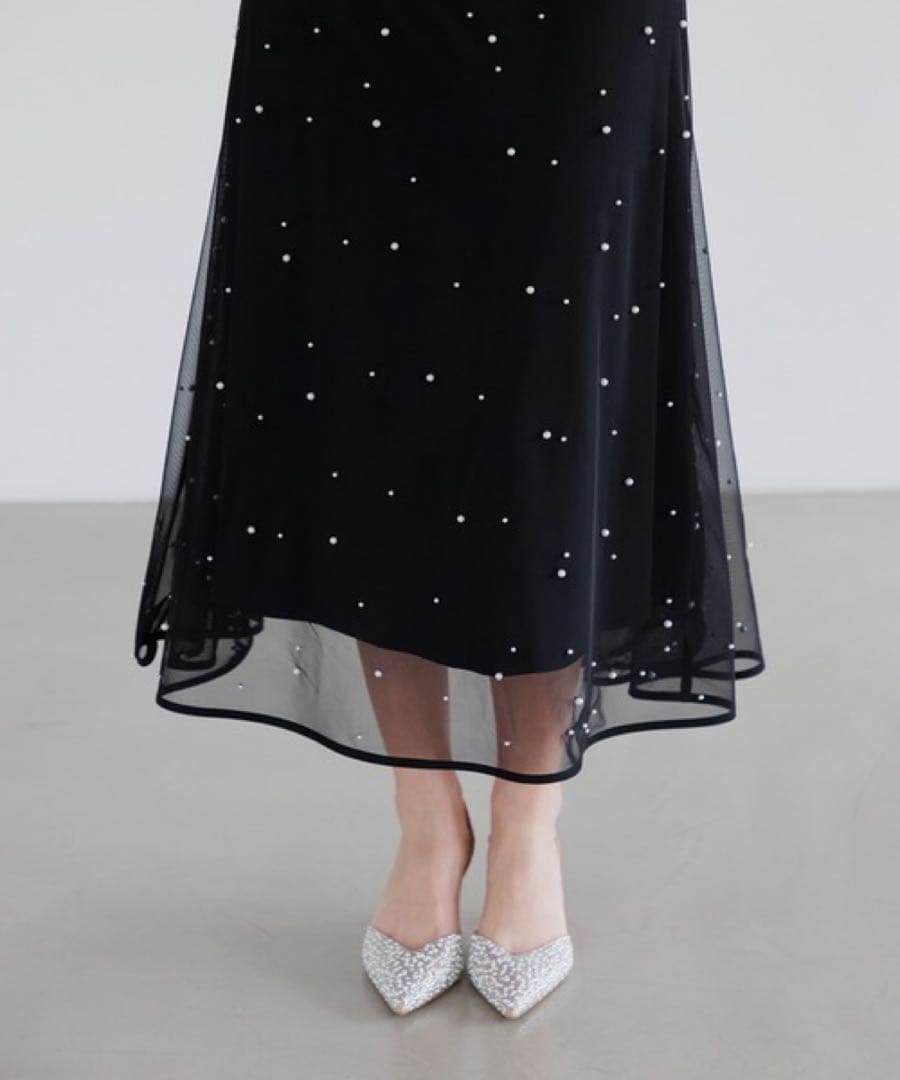 【LEJA】2WAYチュールトップスパールAラインドレスワンピース2点セット