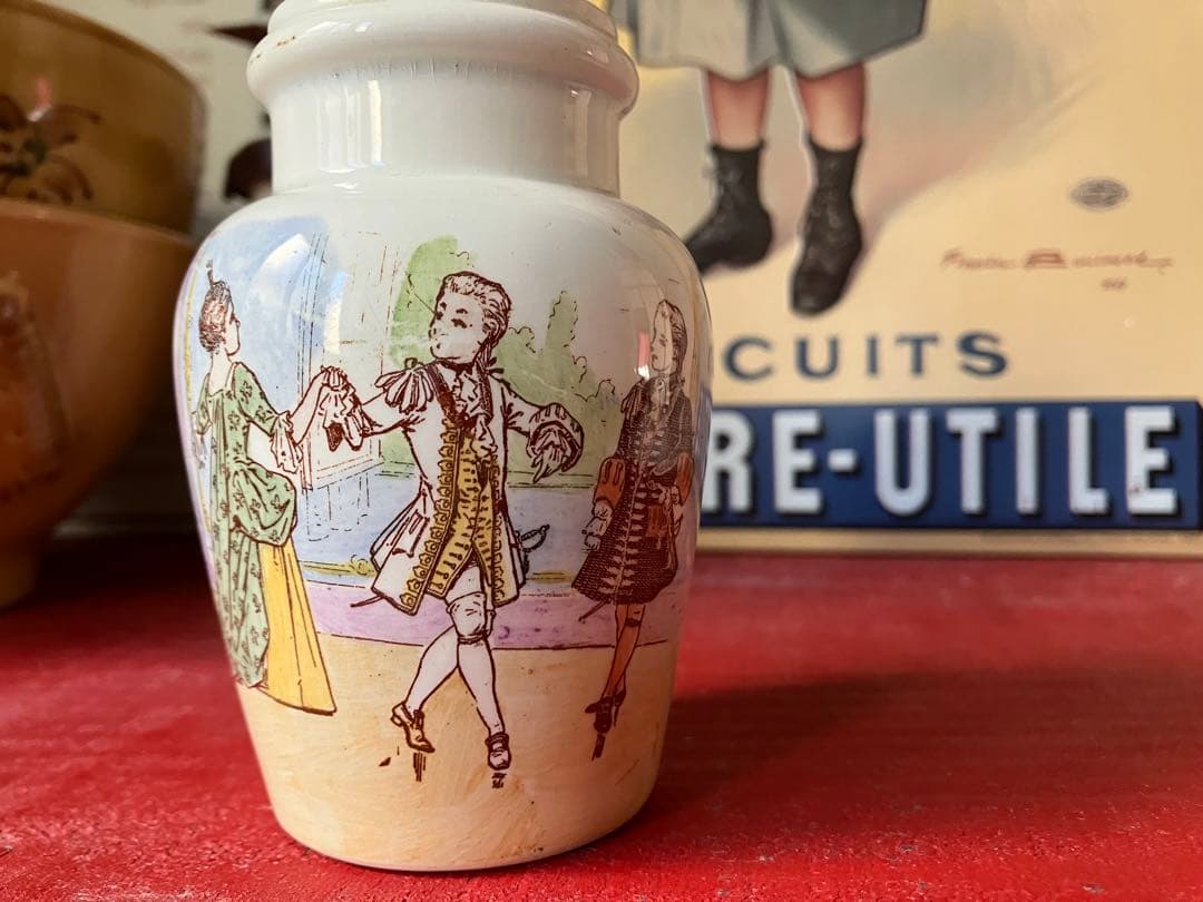 【レア美品】古窯 リュネヴィル　フランスアンティーク 陶器製 マスタードポット