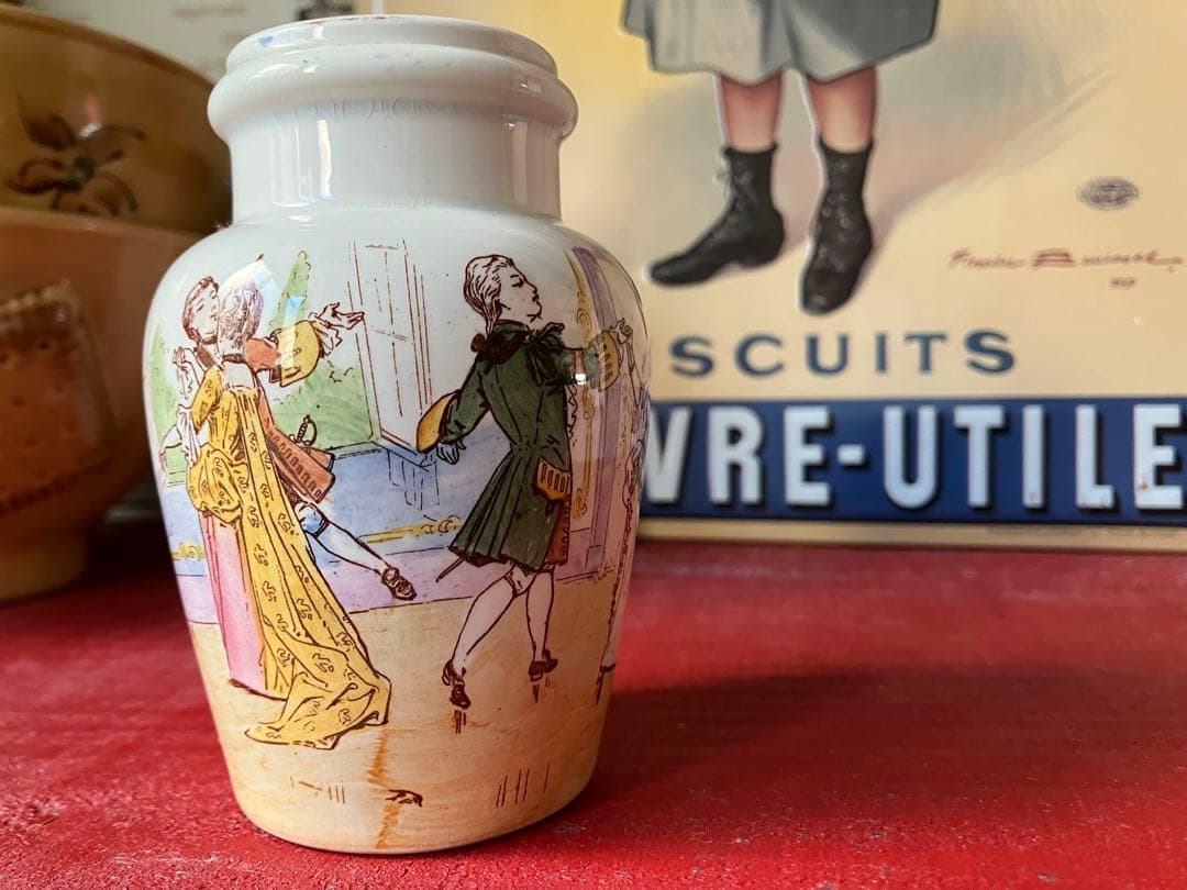 【レア美品】古窯 リュネヴィル　フランスアンティーク 陶器製 マスタードポット