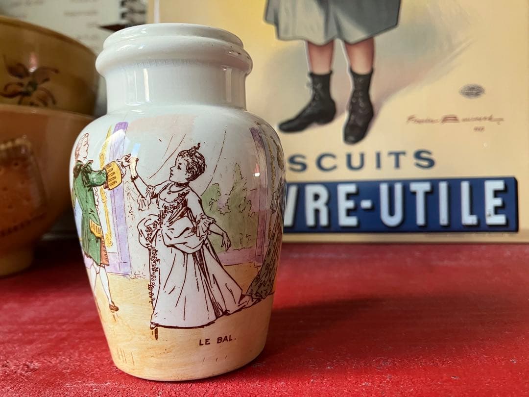 【レア美品】古窯 リュネヴィル　フランスアンティーク 陶器製 マスタードポット