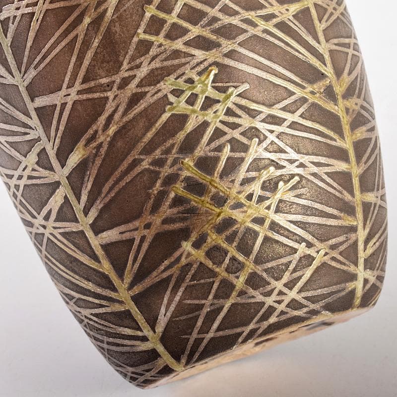 Yuki八世乾山山本如仙造　色絵乾山　茶入　銘「若松」共箱　M　R5129