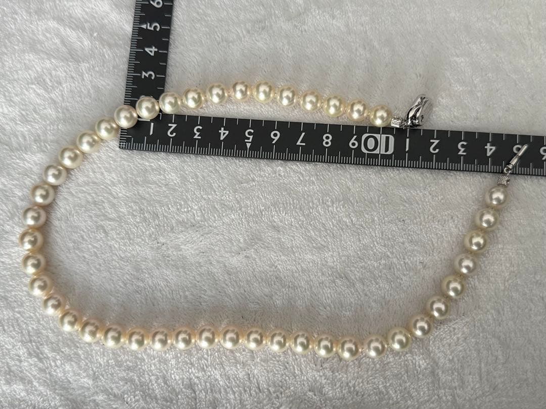 ふ*ん様 希少色薄いシャンパンゴールド花珠アコヤパールネックレス大粒8.4-9m