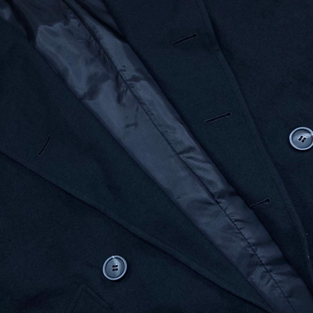 Y's ワイズ ウール ステンカラーコート 黒2